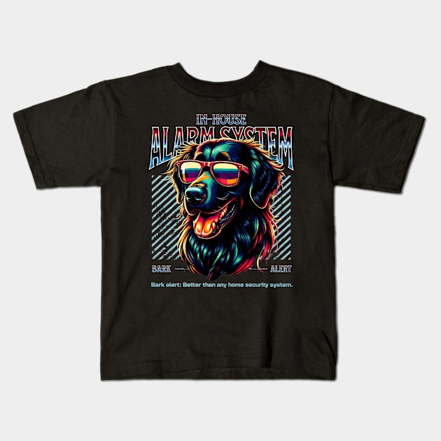 Bark Alert Retriever Dog Kids T-Shirt by Miami Neon Designs